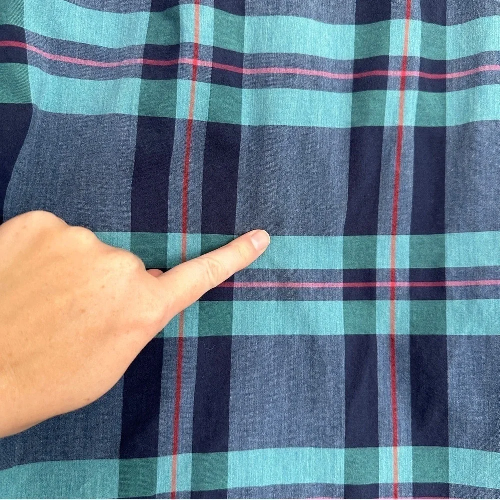 J.Crew Blue Green Plaid Men’s Classic Casual Button Down Cotton Shirt Size Large